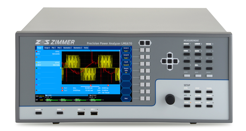ZES ZIMMER's LMG670 power analyzer measures narrowband, full-spectrum, and harmonics simultaneously
